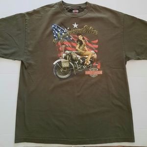 Harley-Davison- American Star, Thunder Mountain Colorado, Green T-Shirt Size XL